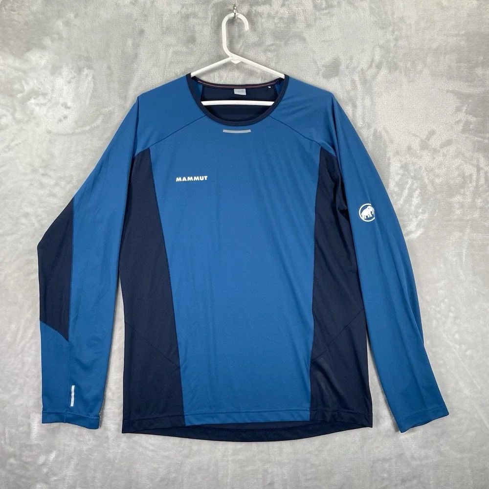 Mammut T-Shirt Mens Large Aenergy FL Performance Baselayer Tee Long Sleeve Blue
